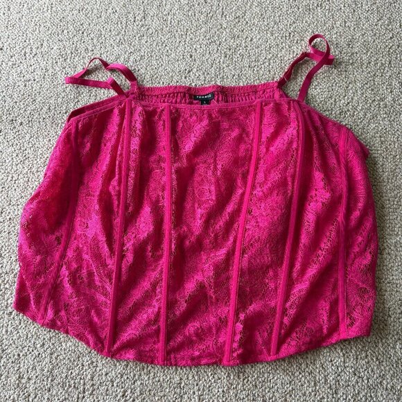 Torrid Lace Power Mesh Crop Corset โ Pink โ Size 5 โ NWT - Picture 1 of 8